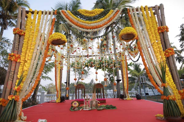 Marigold wedding stage decor 